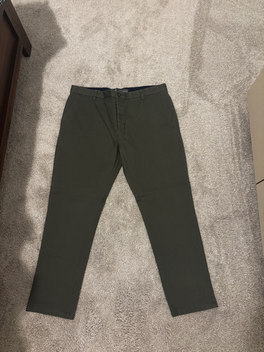Denim&Co Olive Green Slim Fit Chinos